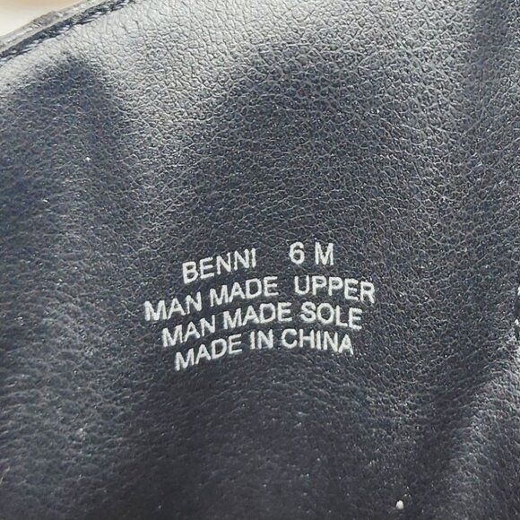 Black Croc-Embossed Mid-Calf Western Boots Size 6M Faux Leather Upper Block Heel - Picture 2 of 10